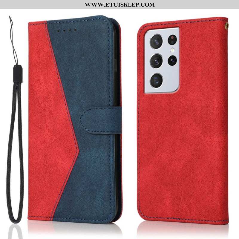 Etui Folio do Samsung Galaxy S21 Ultra 5G Dwukolorowa Trójkątna Sztuczna Skóra